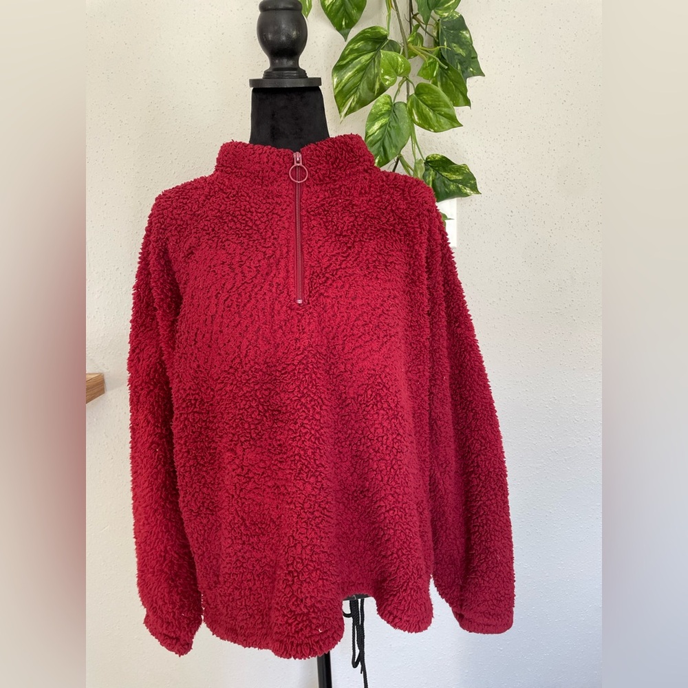 Dittos Wine red plush sweater, soft, warm and fashionable size XL for women